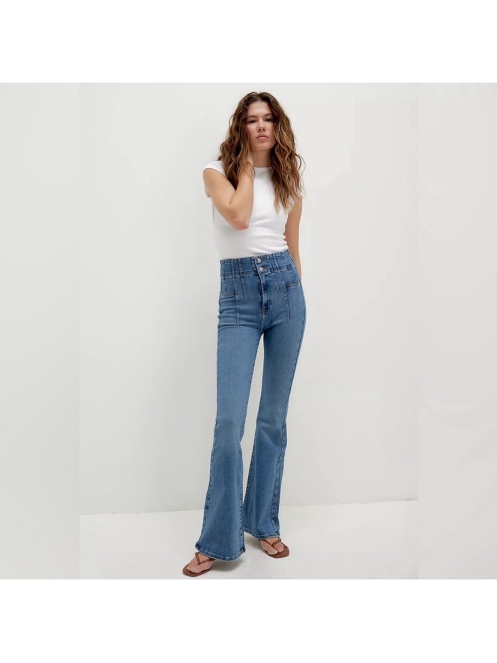 Free People Jeans Womens 27 High Rise Flare Stretch Denim